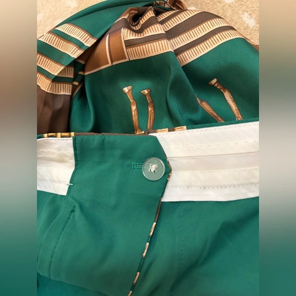 Pearl by lela rose NWT green equestrian twill wide leg pants women’s size 12 - Picture 6 of 10